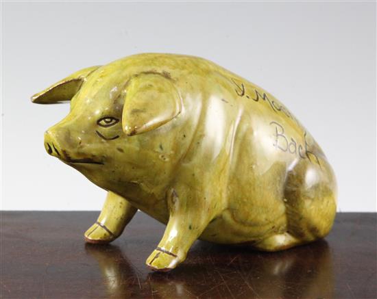 A Ewenny Pottery model of little pig, length 16cm (6.25in.)